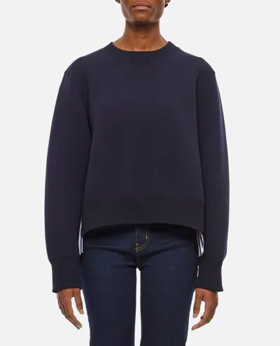 Sacai Sweatshirt With Pleated Fabric Back In Blue