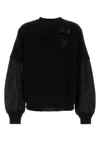 Sacai Gonz Multi Patch Nylon Twill X Knit Sweater In Black