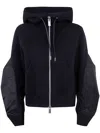 Sacai Nylon Twill X Sponge Sweat Hoodie In Black