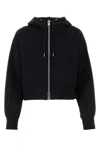 Sacai Logo-appliqué Cropped Hoodie In Black