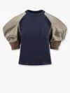 Sacai Multicolor Nylon Insert T-shirt In Blue
