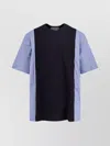Sacai Cotton Jersey T-shirt With Popeline Inserts In Black