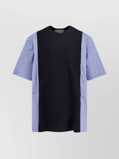 SACAI T-SHIRT COTTON JERSEY POPELINE INSERTS