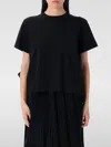 Sacai Sheer Back Panel Cotton T-shirt With Ruffle Detail In Black