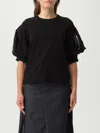 Sacai Black Paneled T-shirt In 002 Black X Black