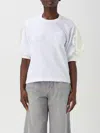 Sacai Puff-sleeves Cotton T-shirt In White