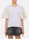 Sacai Nylon Twill X Cotton Jersey T-shirt In Weiss