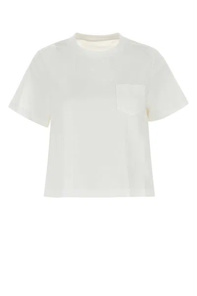 Sacai Nylon Twill Mix Cotton Jersey T-shirt-2 Nd  Female In White