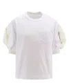 Sacai Puff-sleeves Cotton T-shirt In White