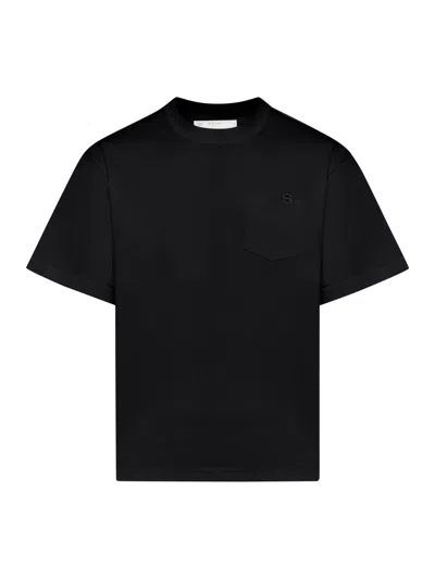 Sacai T-shirt With Embroidered Logo In Black