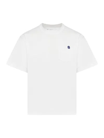 SACAI T-SHIRT WITH EMBROIDERED LOGO