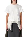Sacai T-shirt With Voile Back Insert In White