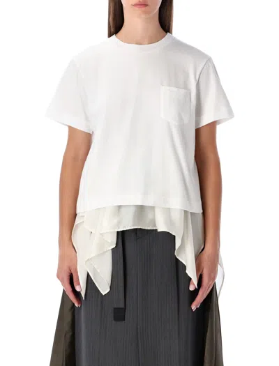 SACAI SACAI T-SHIRT WITH VOILE BACK INSERT