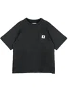 Sacai Black Cotton T-shirt With Logo Patch In Black