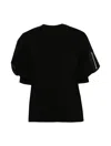 Sacai Panelled Puff-sleeve Cotton T-shirt In Black