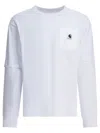 Sacai Xcarhartt Wip Pocket-chest Long-sleeve T-shirt In White