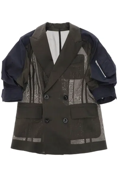 Sacai Taffeta Sleeve Jacket With Eight In Mixed Colours