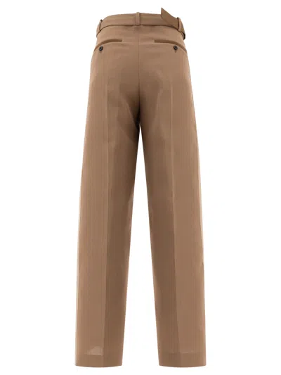 Sacai Tailored Belted Trousers In Brown