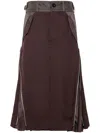Sacai Tailored Brown Suiting Mix Skirt With Structured Silhouette In Brown