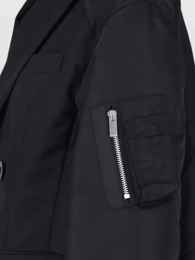 Sacai Tailored Coat Back Slit Ribbed Cuffs Zip Pocket