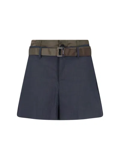 Sacai Tailored Grey Trousers With Straight-leg Cut And Minimalist Detailing In Blue