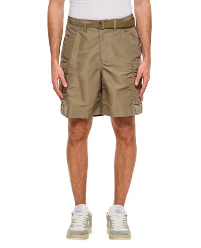 Sacai Tailored Khaki Shorts In Green