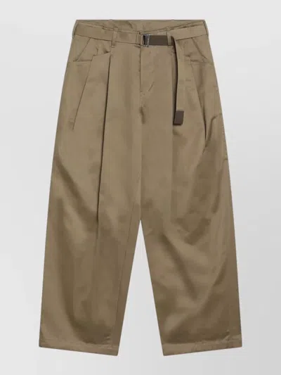 Sacai Tailored Pants Back Pockets Belted Waist In Brown
