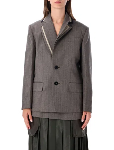 Sacai Tailored Single-breasted Blazer  In Brown