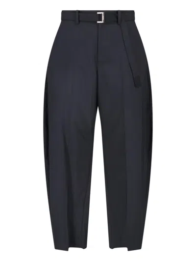 Sacai Tailored Wool-blend Trousers In Blue