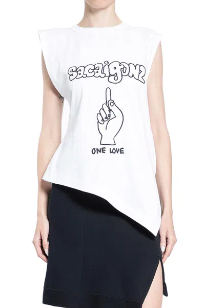 Sacai Tank Tops In White