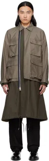 Sacai X Wtaps Cotton Back Satin Jacket In 543 Taupexd/khaki