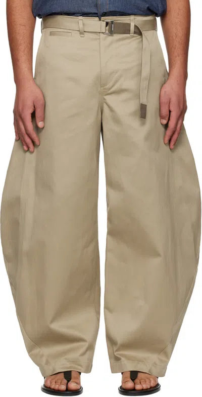 Sacai Button Details Wide-leg Trousers In Brown