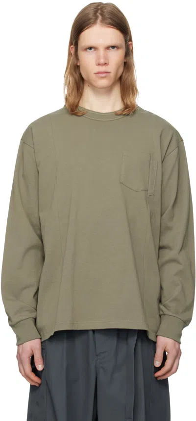 Sacai Taupe Cotton Jersey L/s T-shirt In 550 Taupe