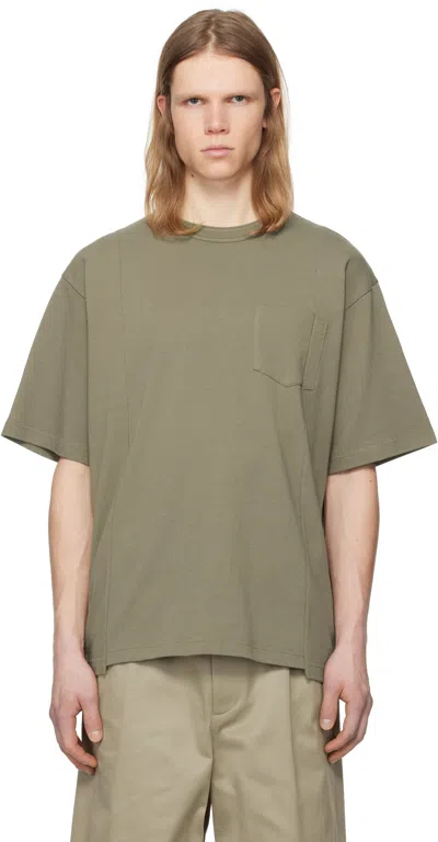 Sacai Taupe Cotton Jersey T-shirt In 550 Taupe