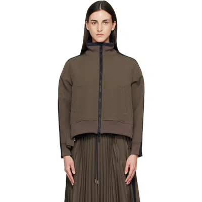 Sacai Taupe Matelasse Twill Blouson Sweatshirt In 501 Khaki