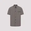 Sacai Zip-pocket Spread-collar Shirt In Taupe