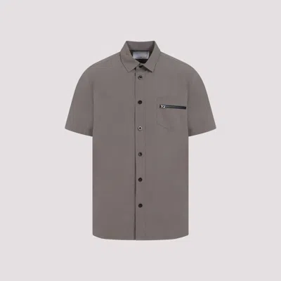 Sacai Zip-pocket Spread-collar Shirt In Grey