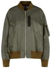 Sacai Bomber Jacket With Ribbed Cuffs And Pockets In Green