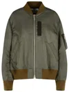 Sacai Bomber Jacket With Ribbed Cuffs And Pockets In Green