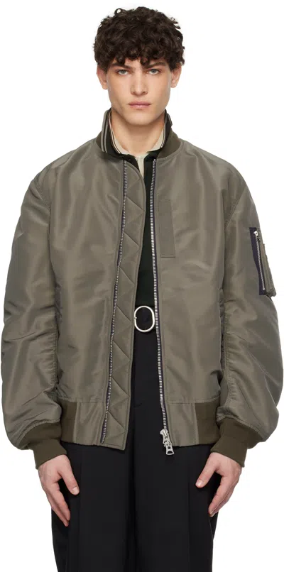Sacai Taupe Nylon Twill Bomber Jacket In 550 Taupe