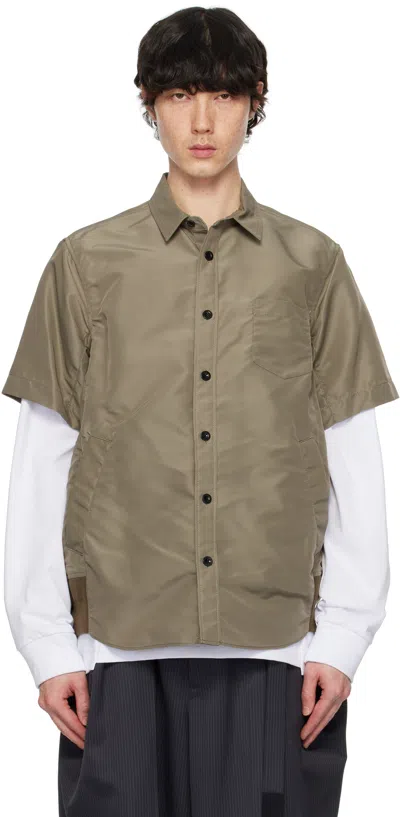Sacai Taupe Nylon Twill Shirt In 550 Taupe