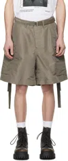 Sacai Taupe Nylon Twill Shorts In 550 Taupe