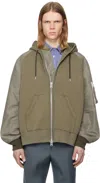 Sacai Taupe Sponge Sweat X Nylon Twill Hoodie In 550 Taupe