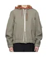 Sacai Taupe Suiting Bonding Bomber Jacket In Nude