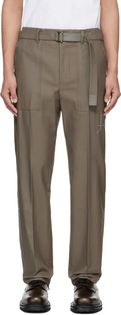 Sacai Taupe Wtaps Edition Cotton Back Satin Cargo Pants In 550 Taupe