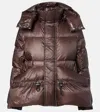 Sacai Removable-hood Quilted Down Jacket In Brown