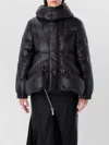 Sacai Black Nylon Down Jacket With Drawstring In Black
