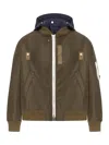Sacai Khaki Nylon Bomber Jacket In Green