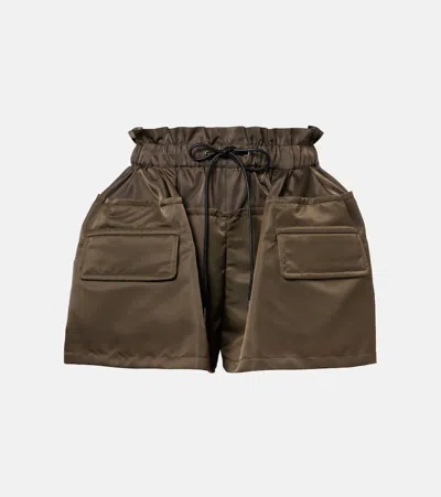 Sacai Technical Twill Shorts In Brown
