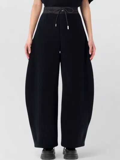 Sacai Technical Wide Leg Jogging Fleece Trousers In Black